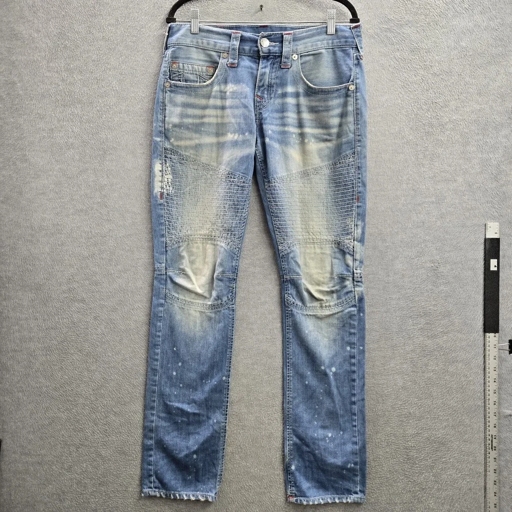 True Religion Men Jeans 30 Light Blue Denim SLIM MOTO NTRL‎ 33